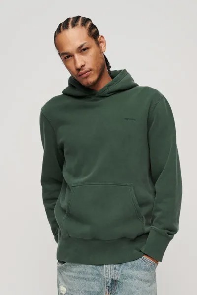 Винтажное худи с стираным эффектом Superdry, зеленый