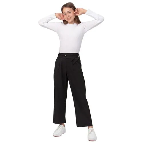 Школьные брюки дудочки , повседневный стиль, карманы, пояс/ремень в комплекте, размер 164, синий