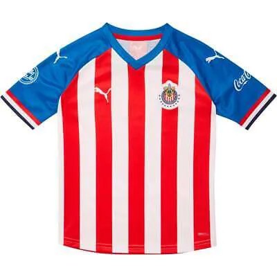 Реплика Puma Chivas Home Replica V-образным вырезом с коротким рукавом Футболка для мальчиков Молодежная красная 76293