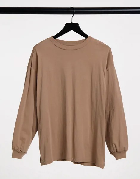 Oversized-лонгслив песочного цвета с манжетами ASOS DESIGN-Neutral
