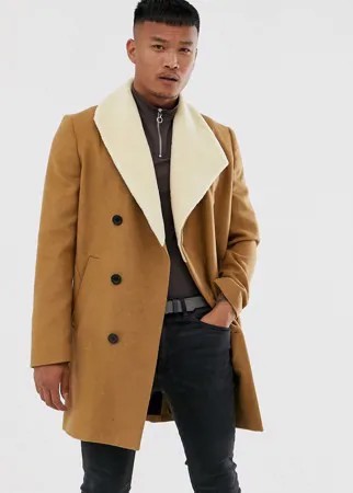 Асимметричное светло-коричневое пальто из искусственной овечьей шерсти Religion-Светло-коричневый