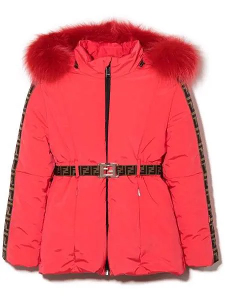 Fendi Kids дутая лыжная куртка с декором FF
