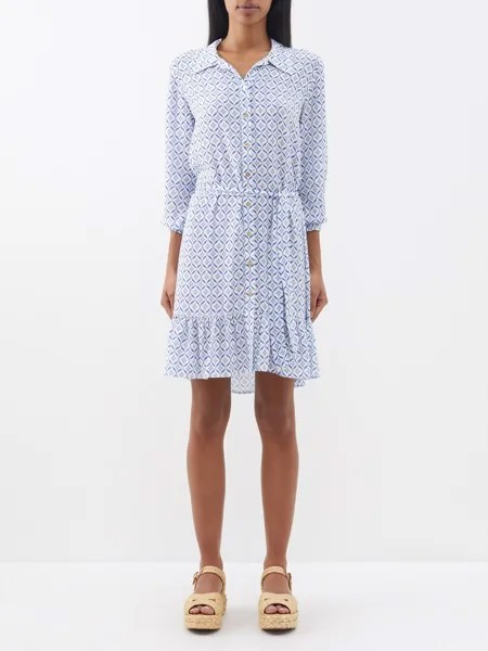 Платье-рубашка из твила с геометрическим принтом Heidi Klein, синий