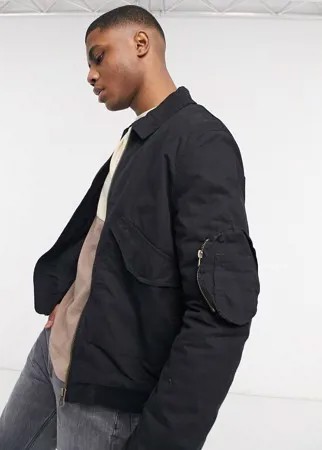 Черный бомбер с карманом ma2 ASOS DESIGN-Черный цвет