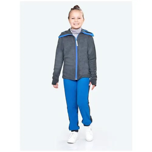 Школьные брюки джоггеры Микита, повседневный стиль, пояс на резинке, манжеты, размер 104, синий, серый