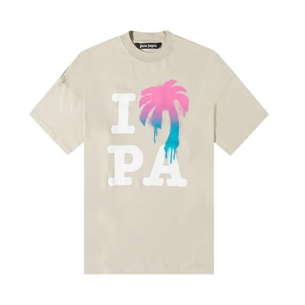Свободная футболка Palm Angels I Love PA, цвет Бежевый/Разноцветный