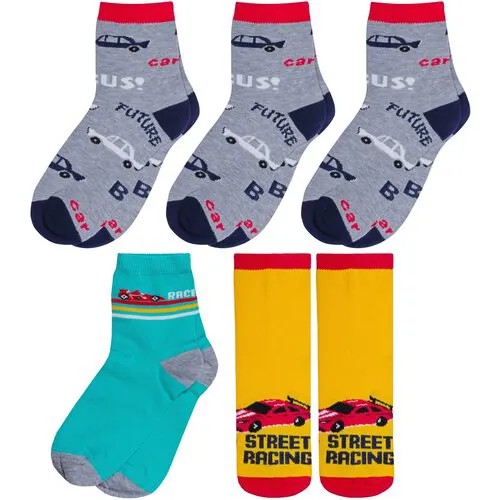 Носки RuSocks 5 пар, размер 16-18, желтый, серый