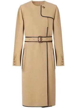Burberry платье с поясом и контрастной окантовкой