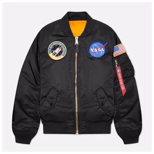 Бомбер  ALPHA INDUSTRIES, средней длины, внутренний карман, карманы, манжеты, водонепроницаемая, размер XS, черный