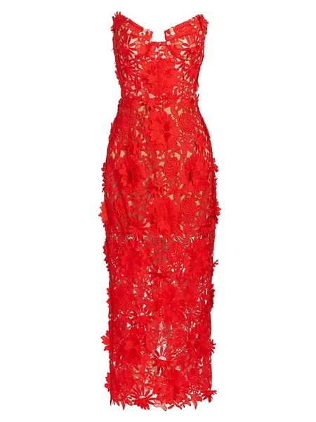 Кружевное платье миди без бретелек Jasmine Bronx And Banco, красный