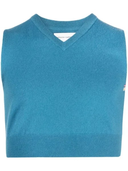 Extreme cashmere укороченный топ тонкой вязки, синий
