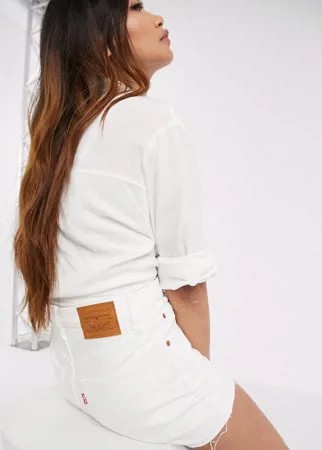 Белые джинсовые шорты с отделкой заклепками Levi's-Белый