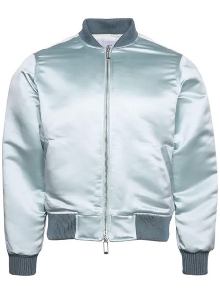 RHUDE атласный бомбер с логотипом, зеленый