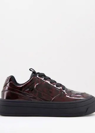 Черные лакированные кроссовки на массивной подошве ASOS DESIGN-Разноцветный