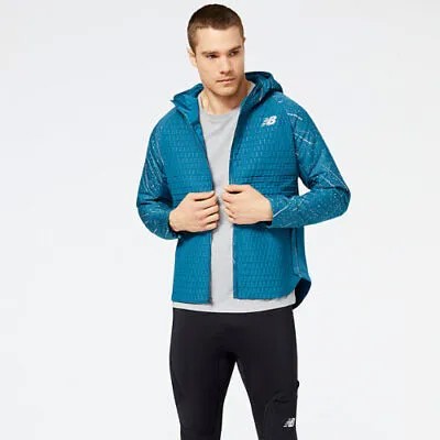 Светоотражающая мужская куртка New Balance для бега, синяя, размер XL