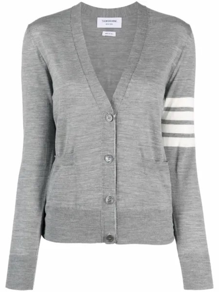 Thom Browne шерстяной кардиган с полосками 4-Bar, серый