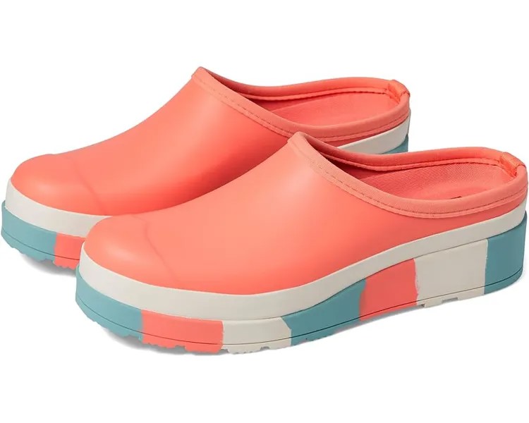 Сабо Hunter Play Stripe Sole Clog, цвет Persimmon Pink/White Willow/Bird Blue