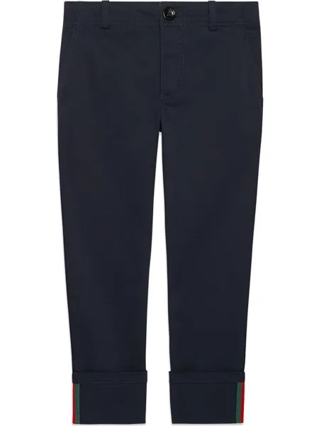 Gucci Kids габардиновые брюки с отделкой Web
