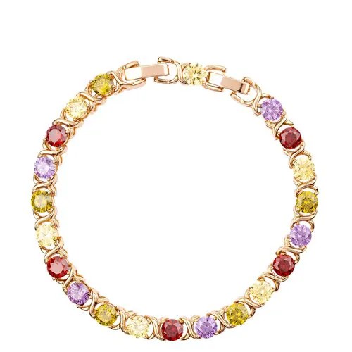 Браслет-цепочка XUPING JEWELRY, фианит, размер 18 см., размер M, диаметр 5 см., золотой