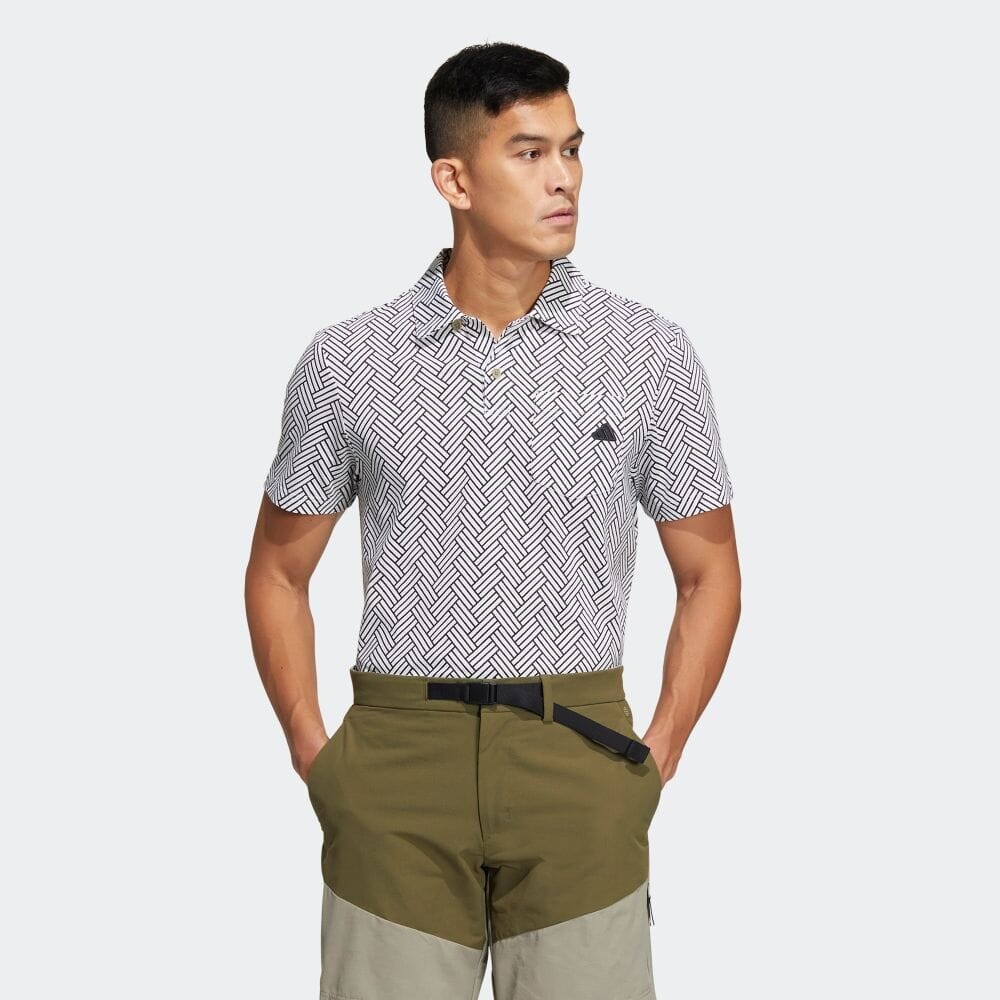 Поло Adidas Wood tile pattern print short sleeve polo shirt, белый