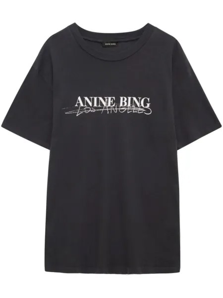 ANINE BING футболка Walker с логотипом, черный