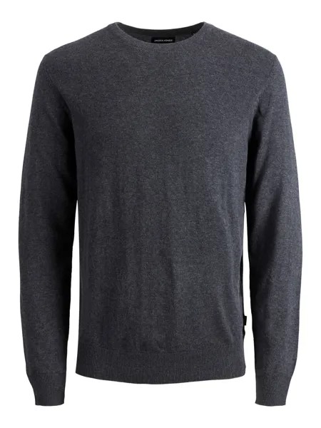Лонгслив Jack & Jones Dünner Langarm Strickpullover Rundhals Basic Sweater JJEEMIL, темно серый