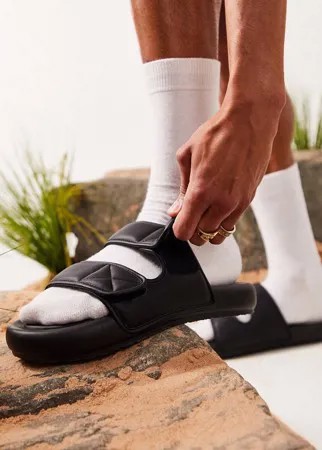 Черные сандалии с двумя уплотненными перемычками ASOS DESIGN-Черный цвет