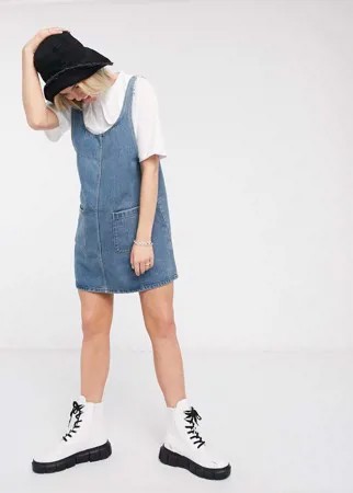Джинсовый сарафан с овальным вырезом Monki-Синий