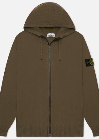 Мужской свитер Stone Island Hooded Cardigan, цвет оливковый, размер L