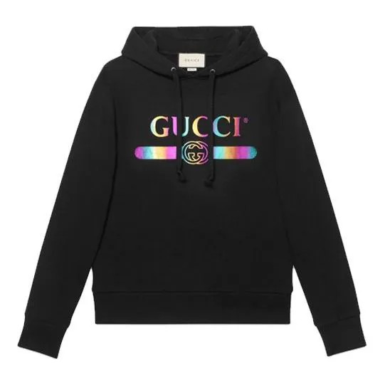 Толстовка GUCCI Cotton Logo Pullover Hooded Sweatshirt 'Black', черный