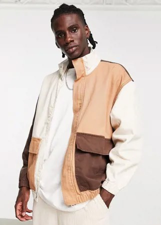Джинсовая куртка в стиле oversized цвета экрю Bershka-Светло-бежевый цвет