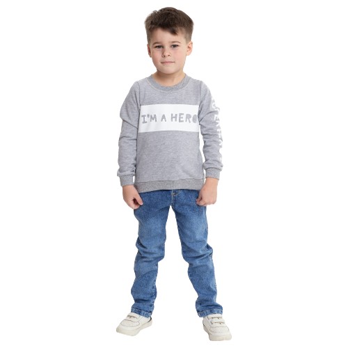 Джемпер (свитшот) для мальчика I am hero, цвет серый, рост 98 см