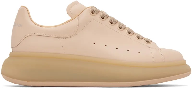 Бежевые кожаные кеды Alexander McQueen