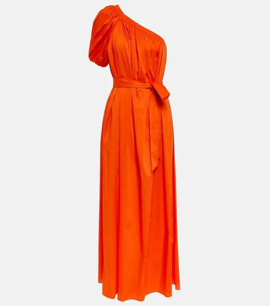 Платье макси на одно плечо из смесового хлопка DIANE VON FURSTENBERG, оранжевый