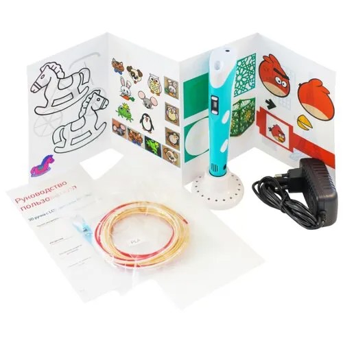 3D-ручка SUPER 3D PEN-2 PLUS (трафареты+коврик) голубой
