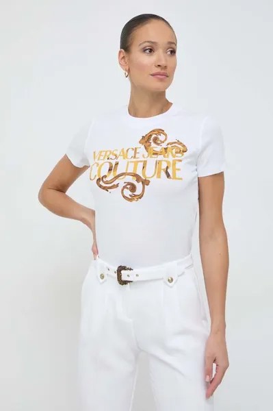 Хлопковая футболка Versace Jeans Couture, белый