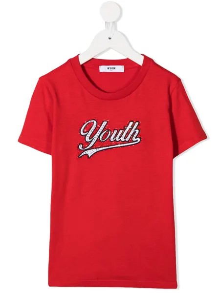 Msgm Kids футболка с пайетками и круглым вырезом