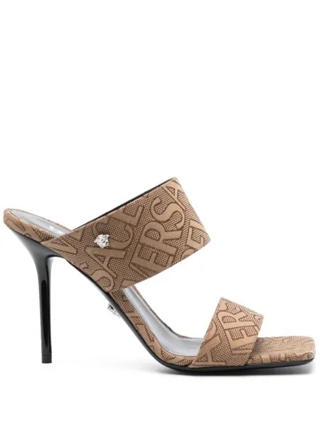 Versace жаккардовые мюли Versace Allover 95, коричневый