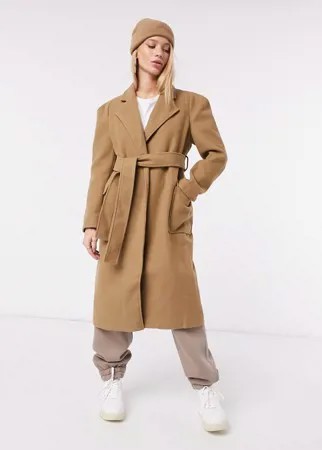 Пальто свободного кроя с запахом и поясом Fashion Union-Neutral