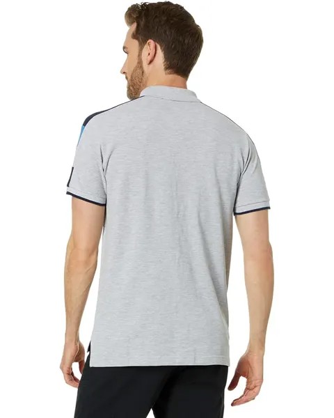 Поло U.S. POLO ASSN. Short Sleeve Color-Block Pique Knit Polo Shirt, цвет Heather Light Grey