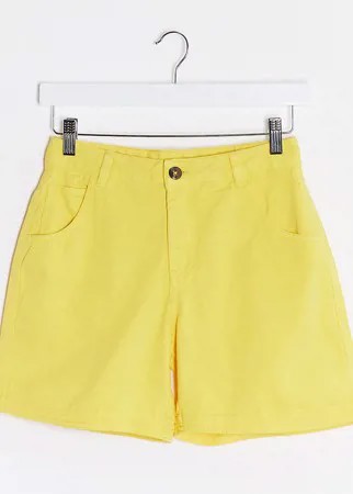 Желтые джинсовые шорты с необработанными краями Noisy May Tall-Желтый