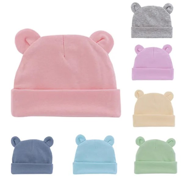 Твердый цвет новорожденных Шляпа Baby Beanie Эластичный Младенец Малыш Шляпы Хлопок Baby Cap для девочек Мальчики Шляпа Детские Аксессуары