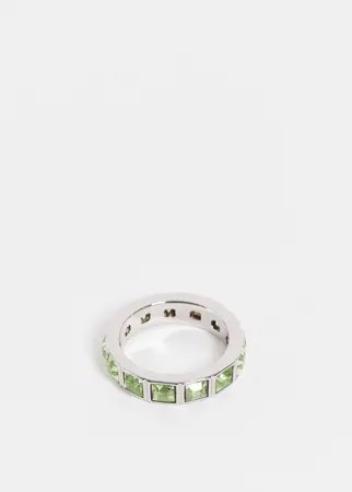 Серебристое узкое кольцо с зеленым хризолитом ASOS DESIGN-Серебряный