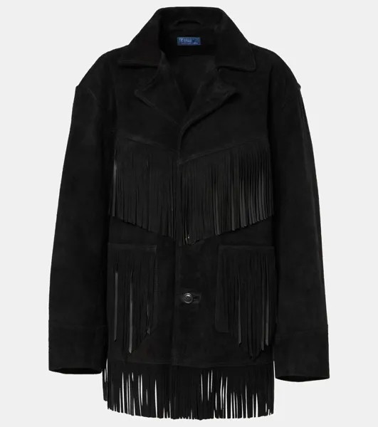 Замшевое пальто с бахромой Polo Ralph Lauren, черный