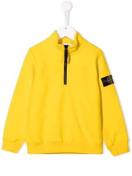Stone Island Junior толстовка на молнии с нашивкой-логотипом