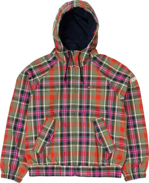 Куртка Supreme GORE-TEX Hooded Harrington Jacket 'Olive Plaid', зеленый