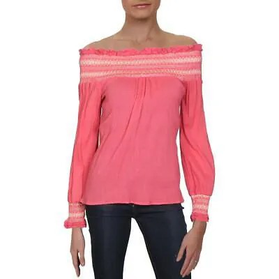Женская розовая рубашка с открытыми плечами и присборенными принтами Love Sam XS BHFO 0990
