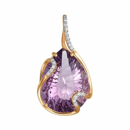 Подвеска ALORIS, красное золото, 585 проба, аметист