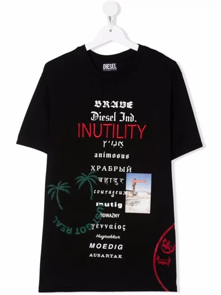 Diesel Kids футболка с вышитым логотипом