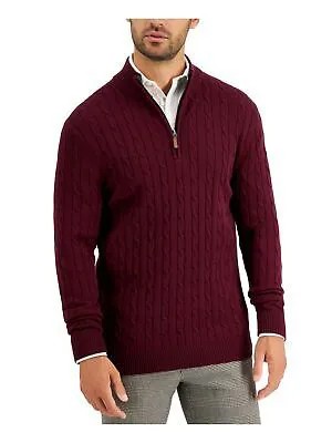 CLUBROOM Мужской бордовый пуловер с воротником-стойкой классического кроя с молнией на четверть, свитер L